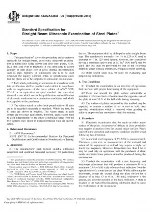 Standard Specification for  Straight-Beam Ultrasonic Examination of Steel Plates