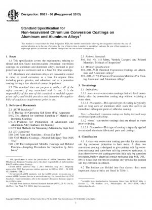Standard Specification for Non-hexavalent Chromium Conversion Coatings on Aluminum and   Aluminum Alloys