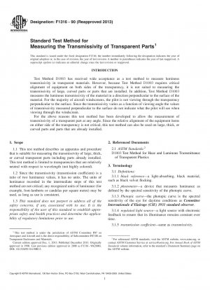 Standard Test Method for  Measuring the Transmissivity of Transparent Parts