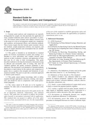 Standard Guide for  Forensic Paint Analysis and Comparison