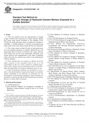 Standard Test Method for  Length Change of Hydraulic-Cement Mortars Exposed to a Sulfate  Solution