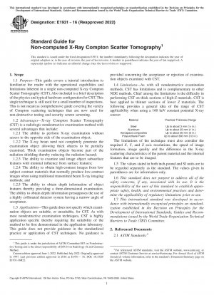 Standard Guide for Non-computed X-Ray Compton Scatter Tomography