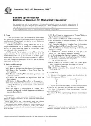 Standard Specification for Coatings of Cadmium-Tin Mechanically Deposited