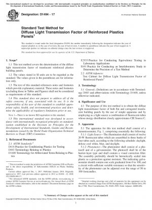 Standard Test Method for Diffuse Light Transmission Factor of Reinforced Plastics Panels