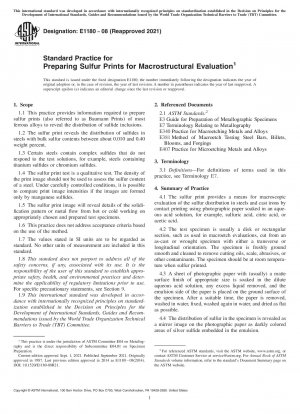 Standard Practice for  Preparing Sulfur Prints for Macrostructural Evaluation