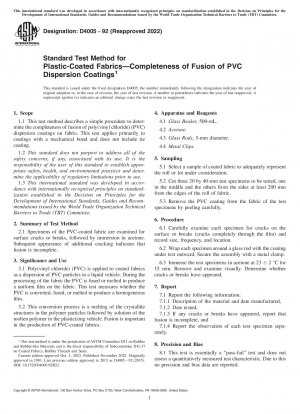Standard Test Method for Plastic-Coated Fabrics—Completeness of Fusion of PVC Dispersion Coatings