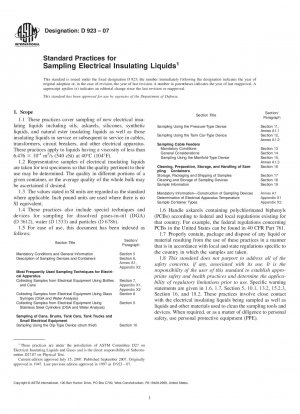 Standard Practices for Sampling Electrical Insulating Liquids