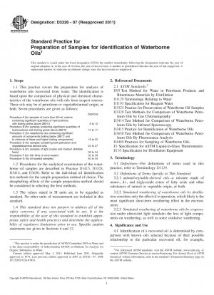 Standard Practice for Preparation of Samples for Identification of Waterborne Oils