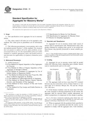 Standard Specification for  Aggregate for Masonry Mortar
