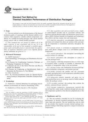 Standard Test Method for  Thermal Insulation Performance of Distribution Packages