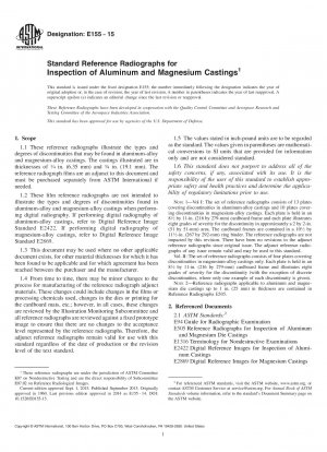 Standard Reference Radiographs for  Inspection of Aluminum and Magnesium Castings