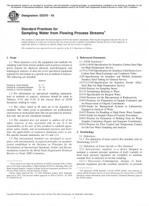 Standard Practices for Sampling Water from Flowing Process Streams