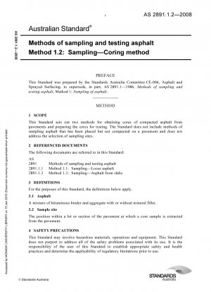 Methods of sampling and testing asphalt - Sampling - Coring method