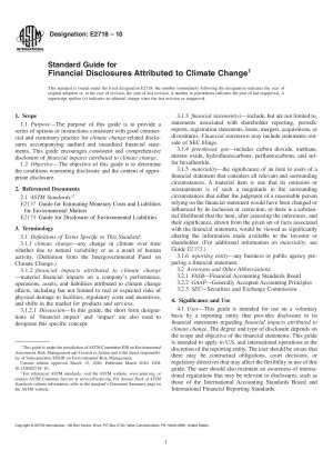 Standard Guide for Financial Disclosures Attributed to Climate Change