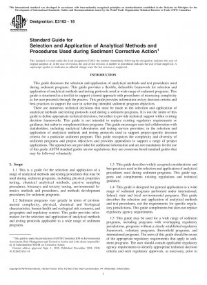 Standard Guide for Selection and Application of Analytical Methods and Procedures Used during Sediment Corrective Action