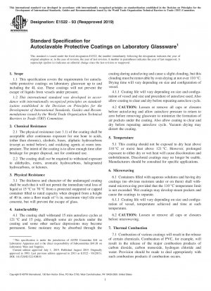 Standard Specification for Autoclavable Protective Coatings on Laboratory Glassware