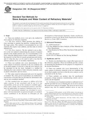 Standard Test Methods for Sieve Analysis and Water Content of Refractory Materials