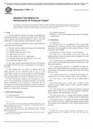 Standard Test Method for Performance of Pressure Fryers
