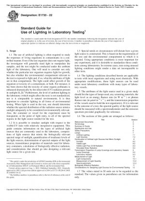 Standard Guide for Use of Lighting in Laboratory Testing