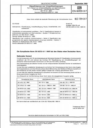 Classification of environmental conditions - Part 3: Classification of groups of environmental parameters and their severities - Section 7: Portable and non-stationary use (IEC 60721-3-7:1995); German version EN 60721-3-7:1995