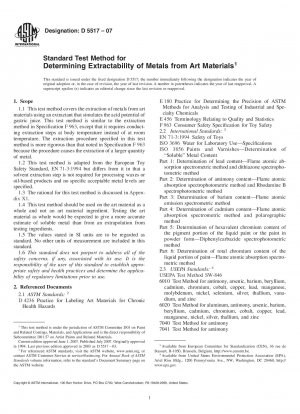Standard Test Method for Determining Extractability of Metals from Art Materials