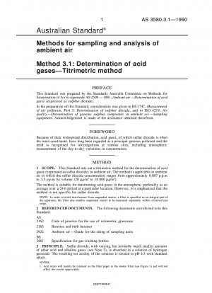 Methods for sampling and analysis of ambient air - Determination of acid gases - Titrimetric method
