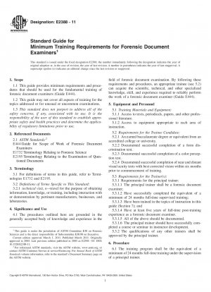 Standard Guide for  Minimum Training Requirements for Forensic Document Examiners