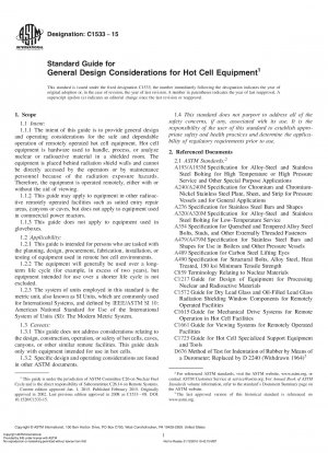 Standard Guide for  General Design Considerations for Hot Cell Equipment