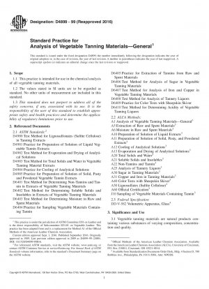 Standard Practice for  Analysis of Vegetable Tanning Materials&x2014;General