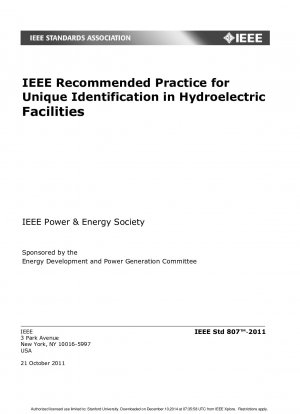 IEEE Recommended Practice for Unique Identification in Hydroelectric Facilities