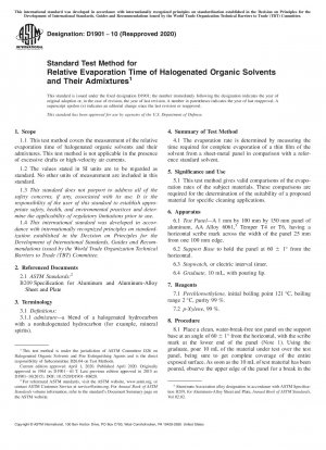 Standard Test Method for Relative Evaporation Time of Halogenated Organic Solvents and Their Admixtures