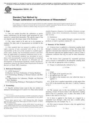 Standard Test Method for Torque Calibration or Conformance of Rheometers