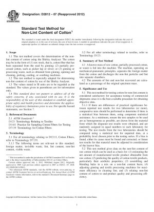Standard Test Method for Non-Lint Content of Cotton