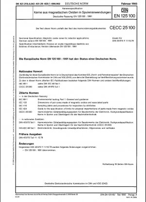 Sectional specification: magnetic oxide cores for inductor applications; german version EN 125100:1991