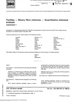 Textiles; Binary fibre mixtures; Quantitative chemical analysis