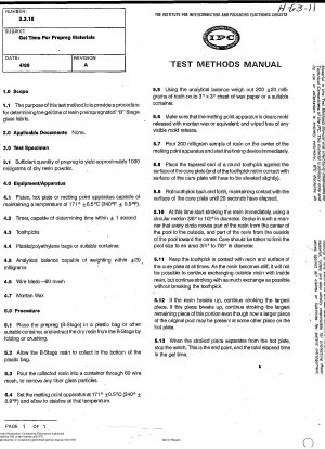 Gel Time for Prepreg Materials; Revision A - April 1986
