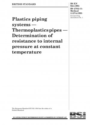 Plastics piping systems — Thermoplasticspipes — Determination of resistance to internal pressure at constant temperature