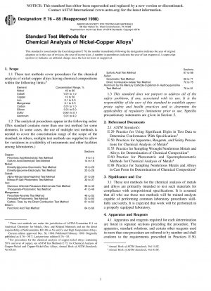 Standard Test Methods for Chemical Analysis of Nickel-Copper Alloys (Withdrawn 2003)