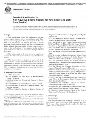 Standard Specification for Non-Aqueous Engine Coolant for Automobile and Light-Duty Service