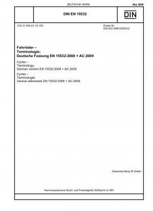 Cycles - Terminology; German version EN 15532:2008 + AC:2009