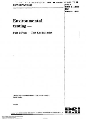 Environmental testing. Test methods. Tests. Test KA. Salt mist