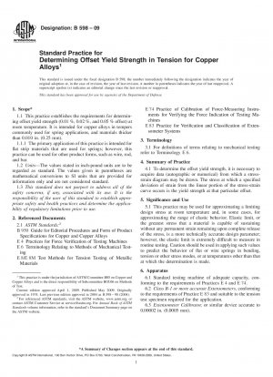 Standard Practice for Determining Offset Yield Strength in Tension for Copper Alloys