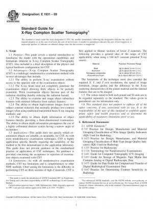 Standard Guide for X-Ray Compton Scatter Tomography