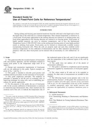 Standard Guide for Use of Freezing-Point Cells for Reference Temperatures