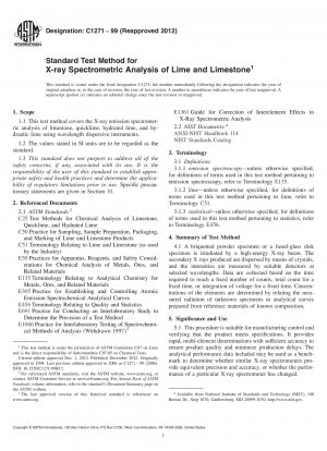 Standard Test Method for  X-ray Spectrometric Analysis of Lime and Limestone