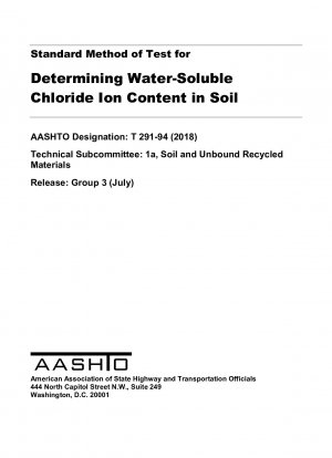 Standard Method of Test for Determining Water-Soluble Chloride Ion Content in Soil