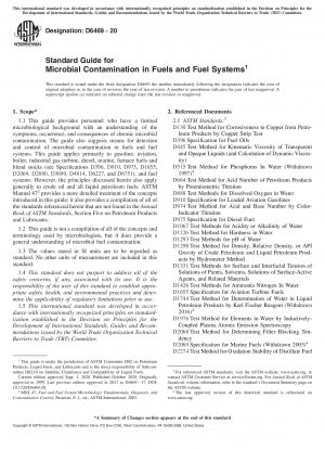 Standard Guide for Microbial Contamination in Fuels and Fuel Systems