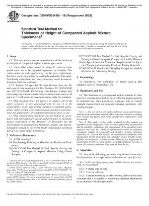 Standard Test Method for Thickness or Height of Compacted Asphalt Mixture Specimens