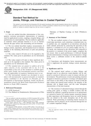 Standard Test Method for Joints, Fittings, and Patches in Coated Pipelines