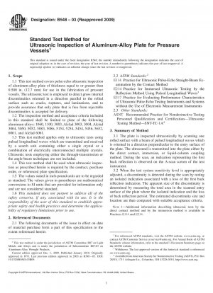 Standard Test Method for Ultrasonic Inspection of Aluminum-Alloy Plate for Pressure Vessels